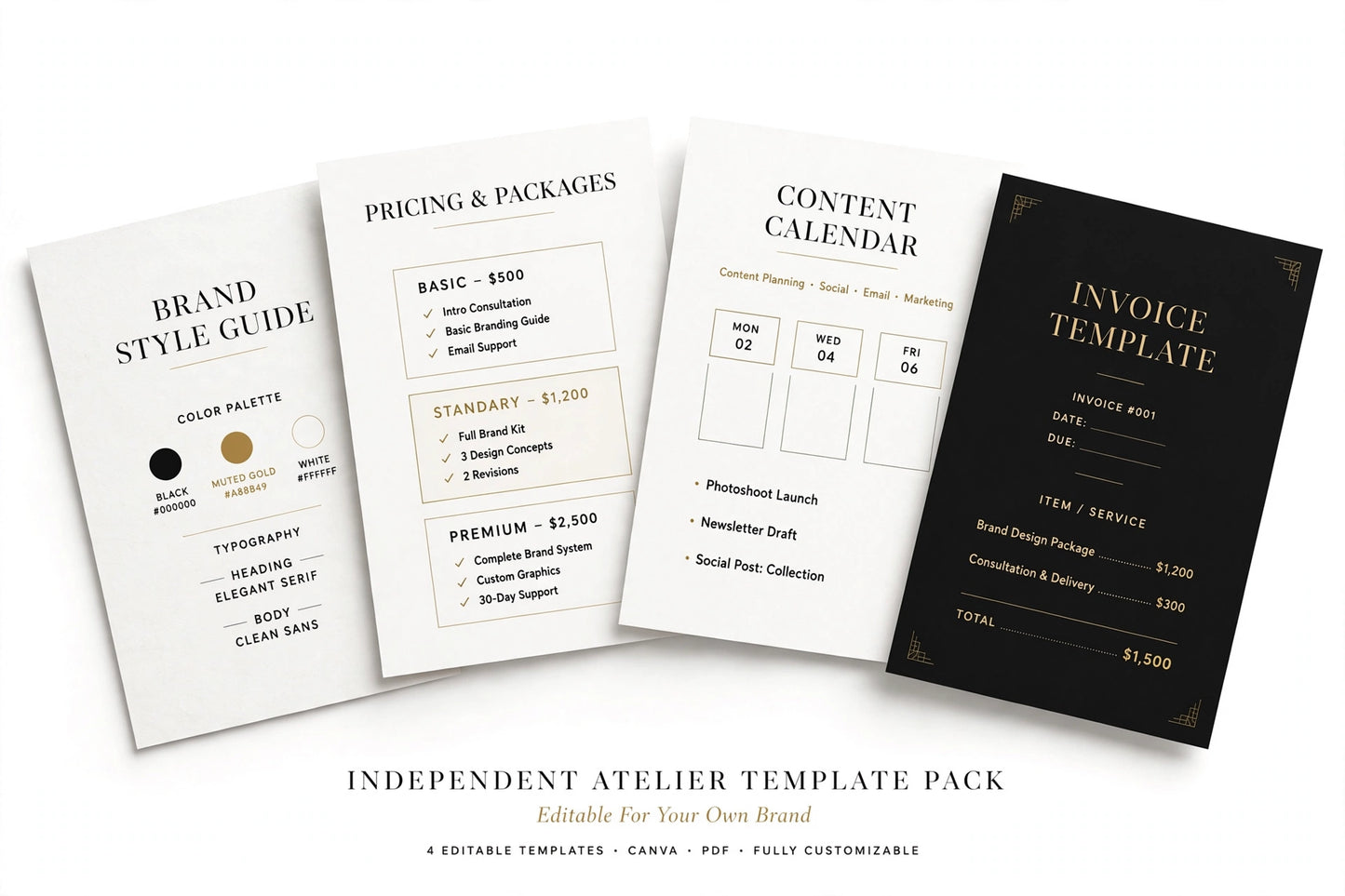 Independent Atelier Template Pack — Editable For Your Own Brand