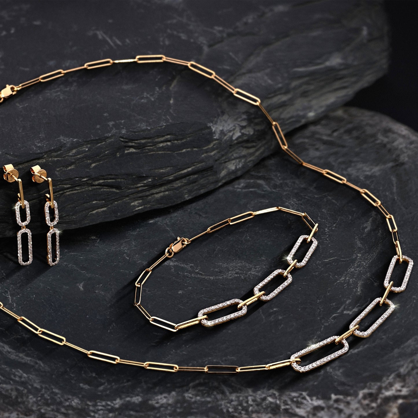 Luxury 0.53ct diamond bracelet crafted in 18KT yellow gold on grey stone.