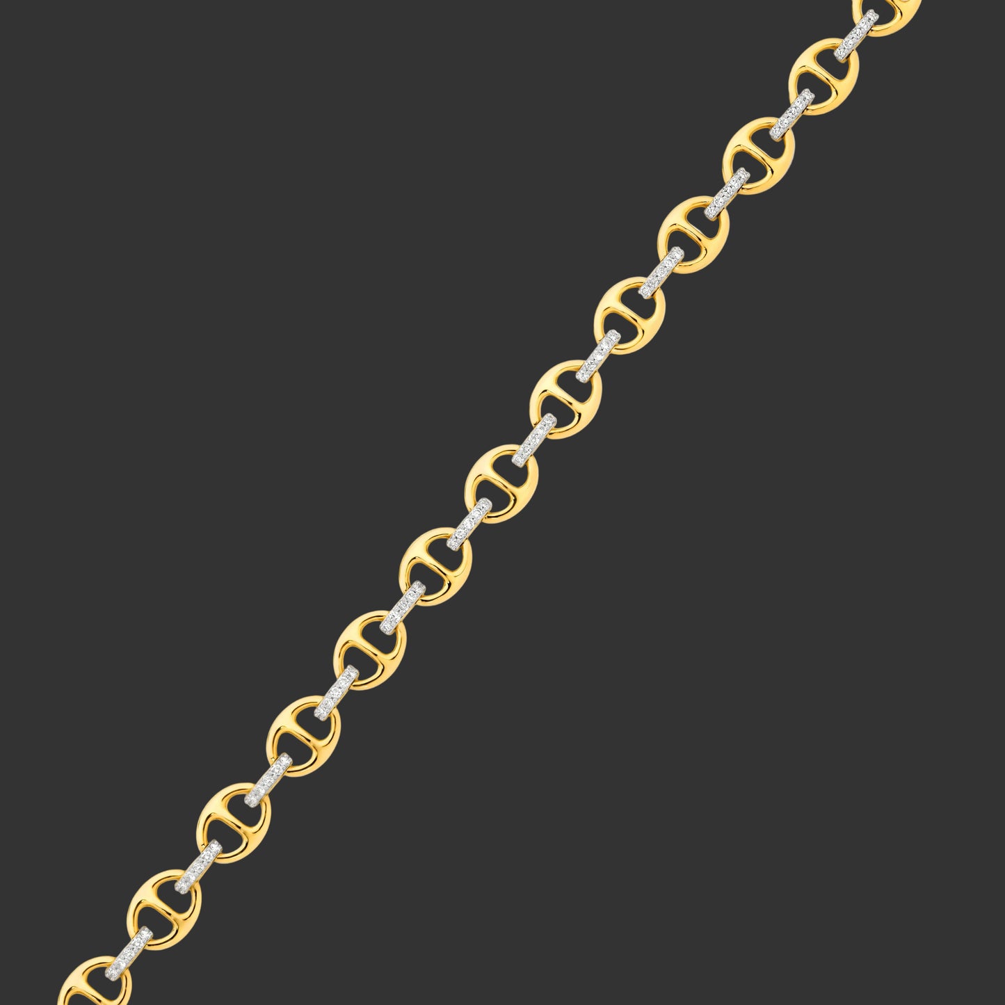 Gold and silver chain bracelet on a white background